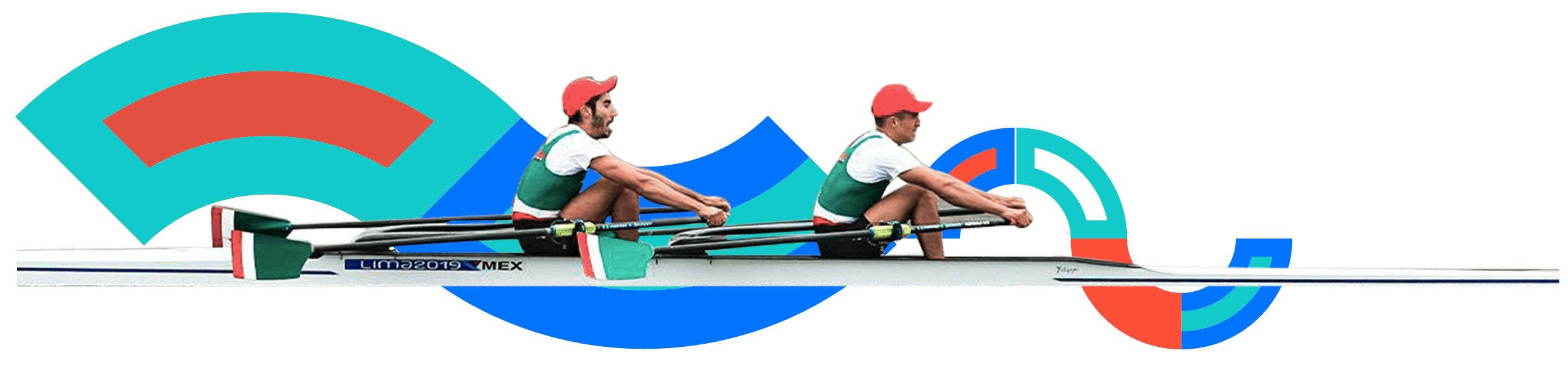 In the picture, two male rowers in competition.