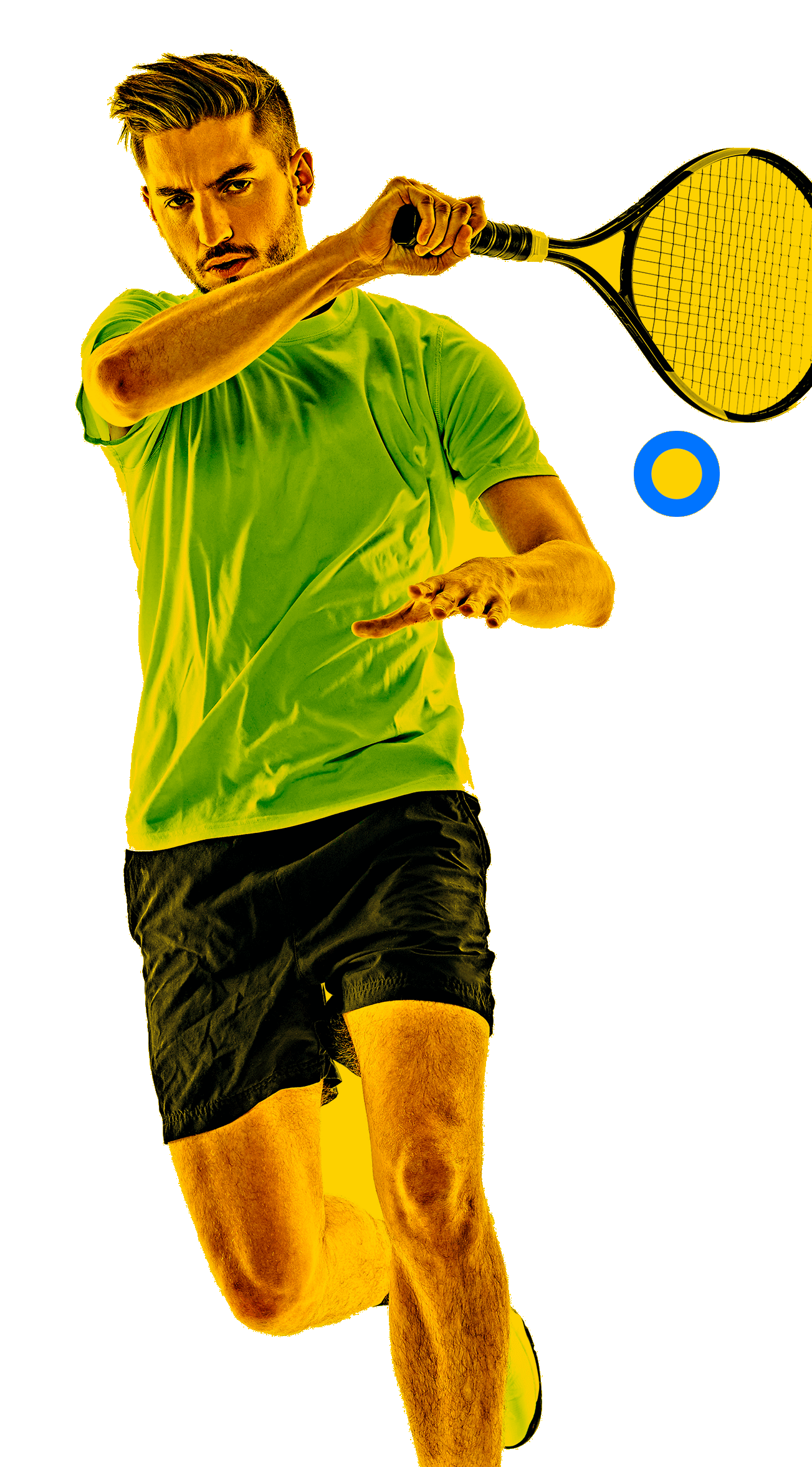 En la foto, un tenista golpeando la pelota.