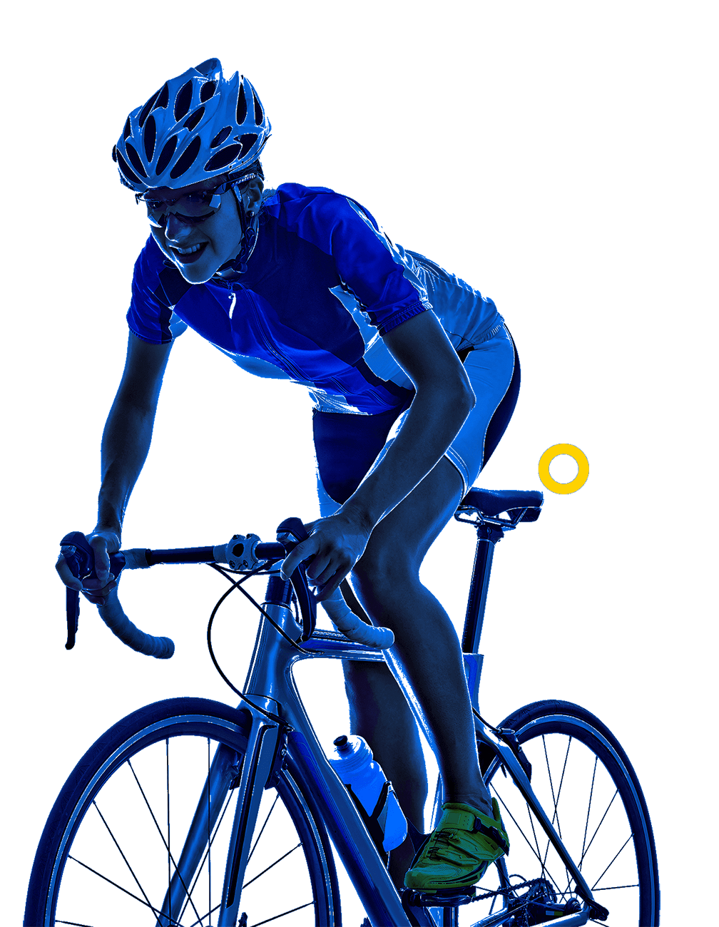 En la foto una triatleta en su bicicleta.